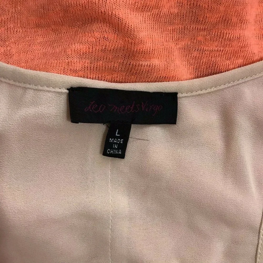 Leo Meets Virgo Tank Women L Knit Racerback Orange - Picture 6 of 6